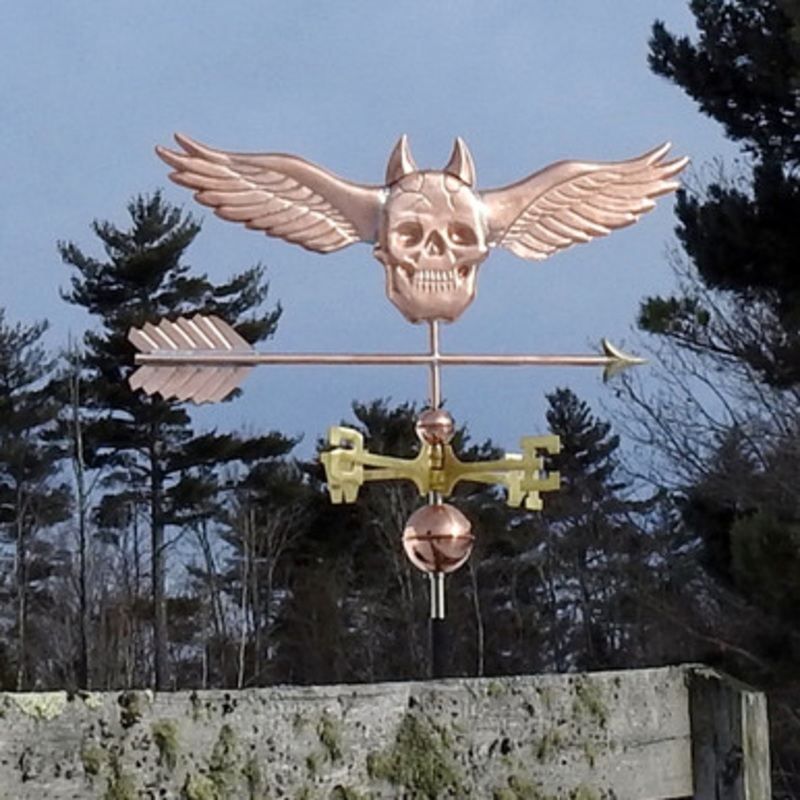 Skull with Wings Weathervane – Made in USA