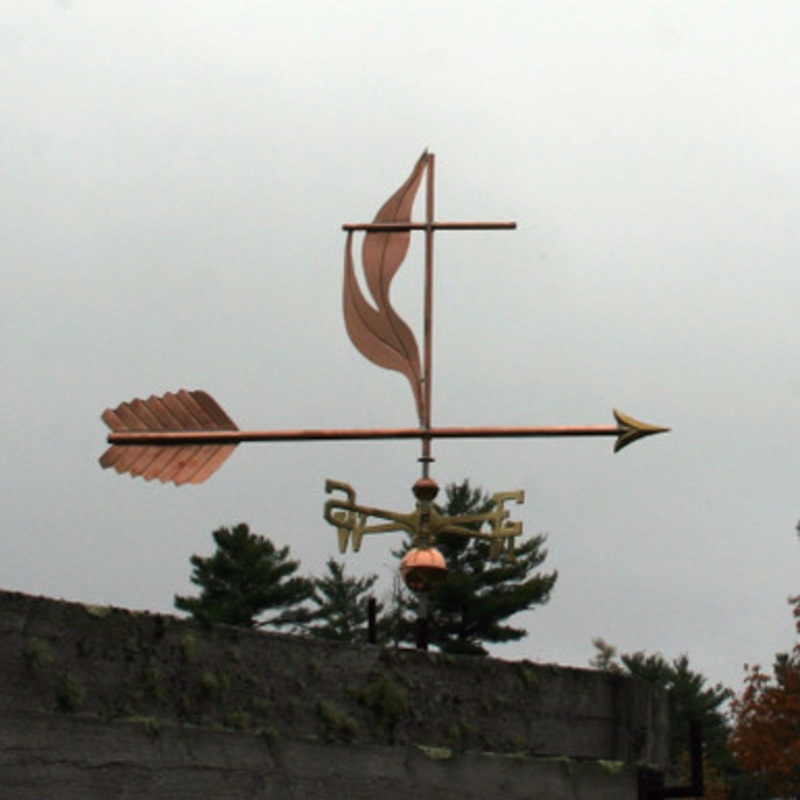 Methodist Cross and Flame Weathervane  696