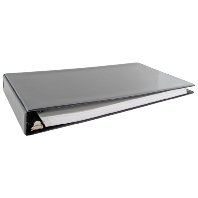 11×17 Binder Vinyl Panel with top opening pockets Featuring a 1.5 Angle-D Ring Black