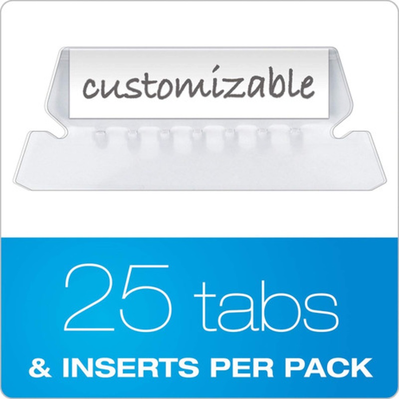 Pendaflex Insertable Plastic Tabs Hanging Folder Tabs, 2, Clear, 25 Tabs and Inserts per Pack (42)