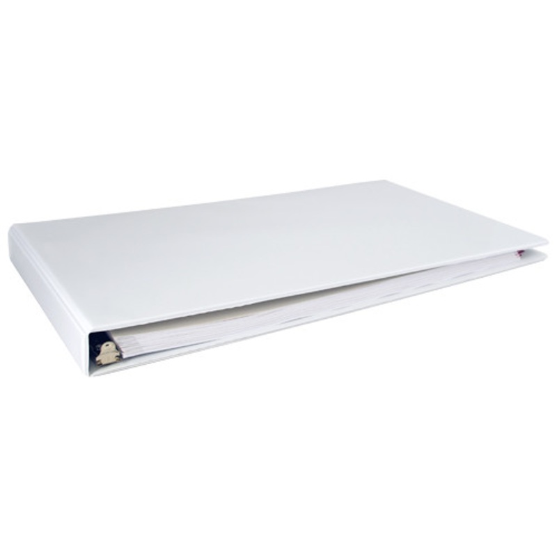 11×17 Binder Vinyl Panel with top opening pockets Featuring a 1 Angle-D Ring White