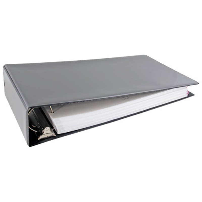 11×17 Black Binder Vinyl Panel with top opening pockets Featuring a 3 Angle-D Ring