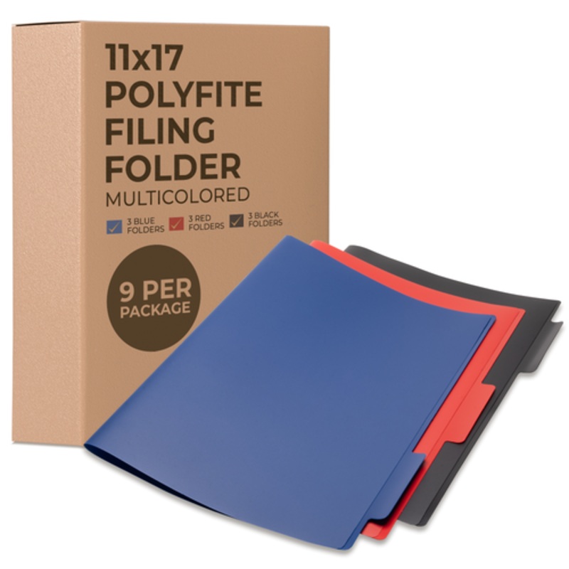 11×17 Polyfite Filing Folder (9 per Package)(Multicolored)