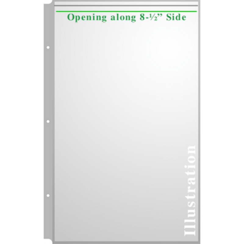 14×8.5 Sheet Protectors side loading with 3-holes 25 Sleeves Heavy Gauge Non-Archival Clear
