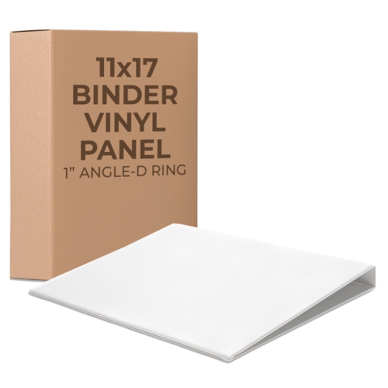 17×11 Binder Vinyl Panel with pockets Featuring a 1 Angle-D Ring White