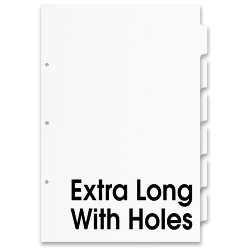 17×11 White 6 Tabbed Dividers Extra Long With Holes (48 per Package)