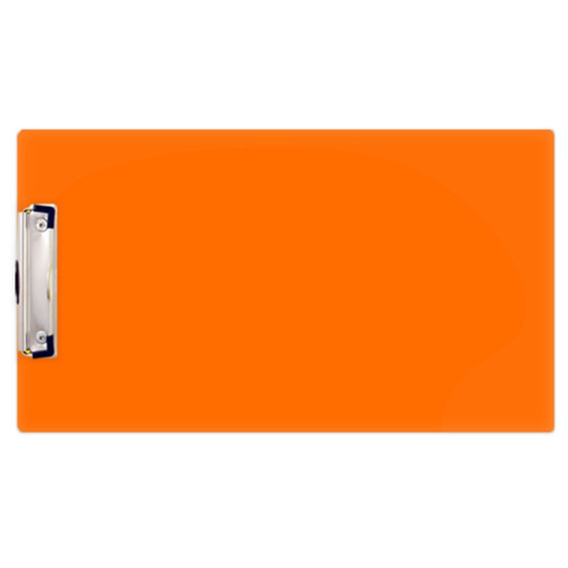 8.5×14 Clipboard Acrylic Panel Featuring a Low Profile Clip Orange