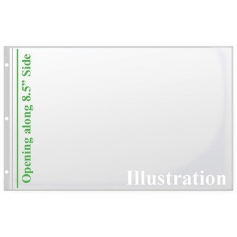 8.5×14 Sheet Protectors side loading with 3-holes 25 Sleeves Heavy Gauge Non-Archival Clear