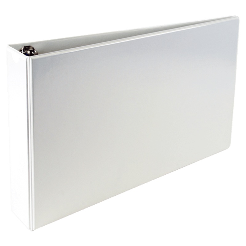 A3 2 Angle-D 4-Ring Vinyl View Binder with no thumb boosters (White) FACTORY BLEMISHED