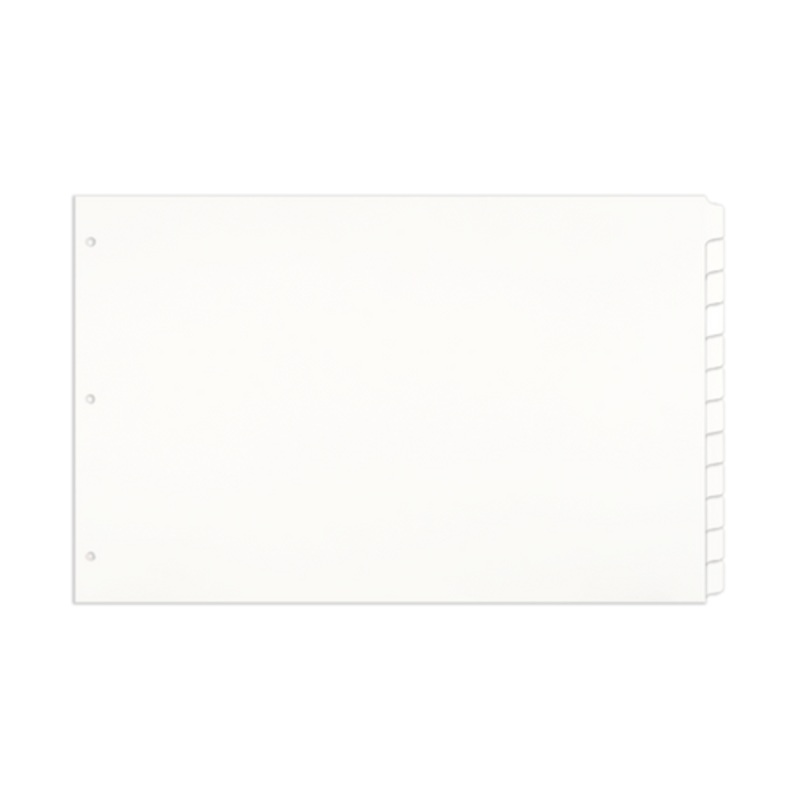 Single Set 11×17 White 12 Tab Index Dividers Standard Length With Holes