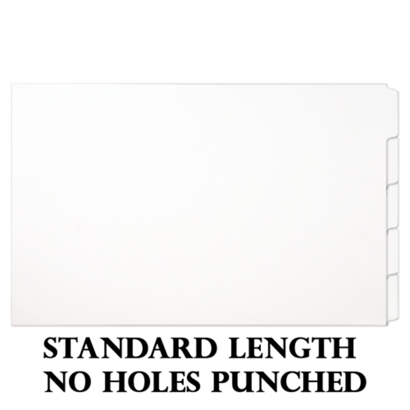 Single Set 11×17 White 5 Tab Index Dividers Standard Length with No Holes