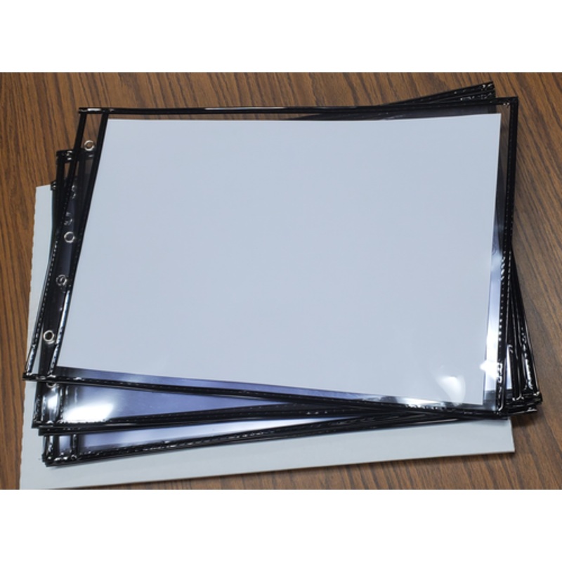 Stitched Shop Ticket Holders, Both Sides Clear, 11 x 17, Black (10 per pack)