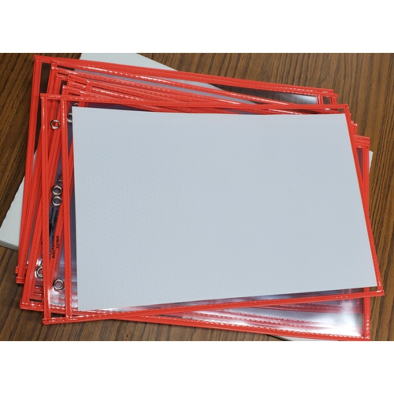 Stitched Shop Ticket Holders, Both Sides Clear, 11 x 17, Red (10 per pack)