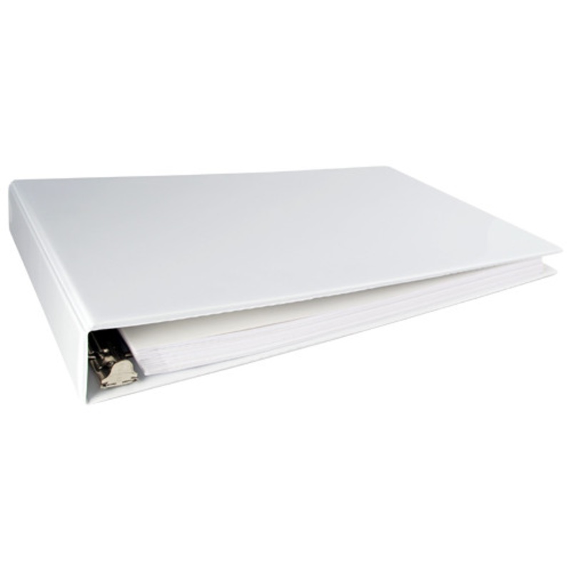 11×17 Binder Vinyl Panel with top opening pockets Featuring a 1.5 Angle-D Ring White