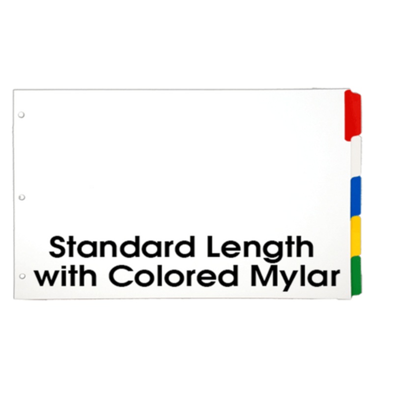 11×17 Multi Colored 5 Tabbed Dividers (10 per Package) With Holes