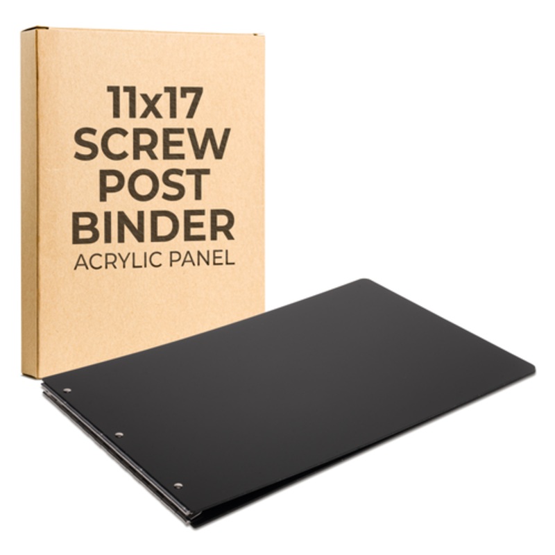 11×17 Screw Post Binder Acrylic Panel with fixed posts Black