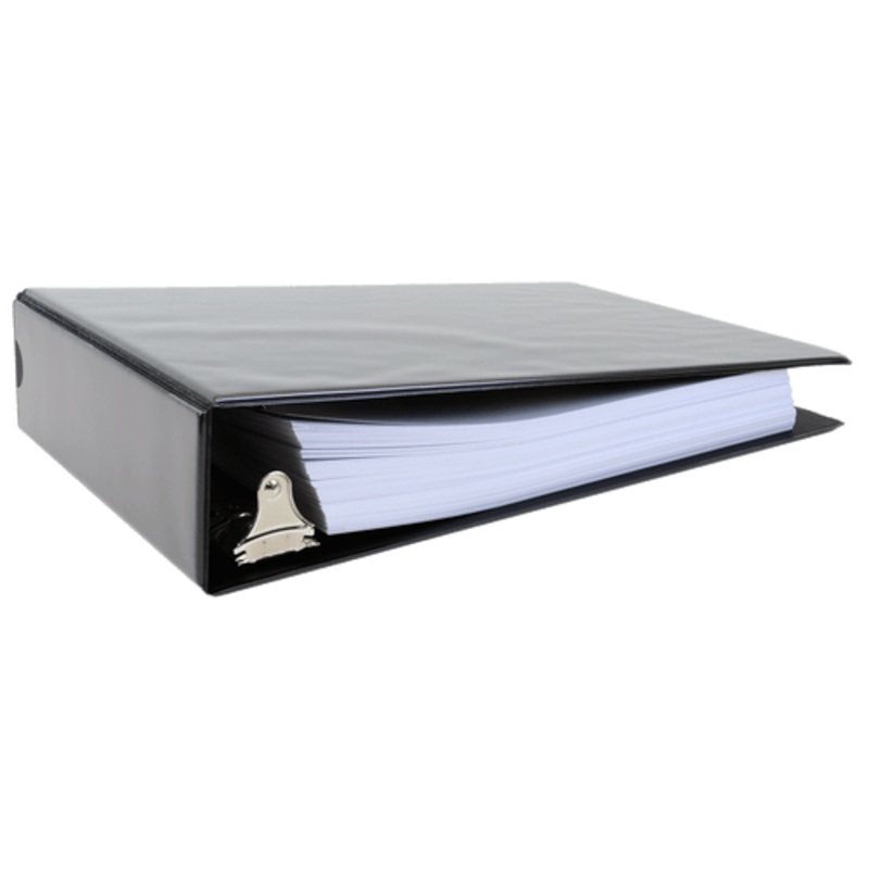 8.5×11 Binder Vinyl Panel with pockets Featuring a 2 Angle-D Ring Black