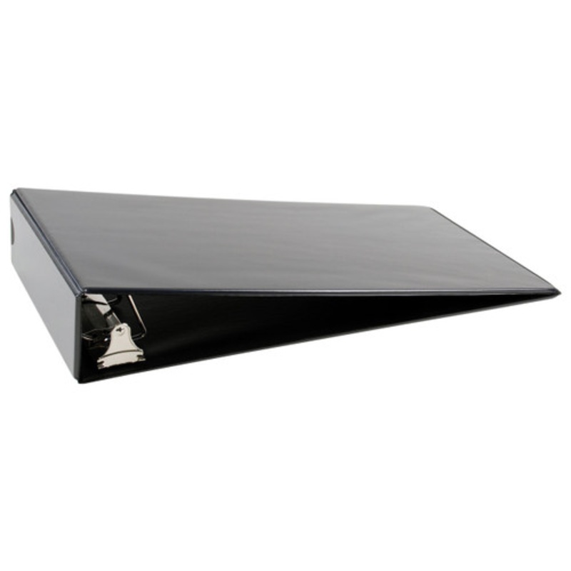 8.5×14 2 Angle-D Ring Black Vinyl Binder Top Opening Clear Outside Pockets
