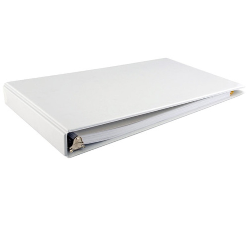 8.5×14 Binder Vinyl Panel with pockets Featuring a 1 Angle-D Ring White