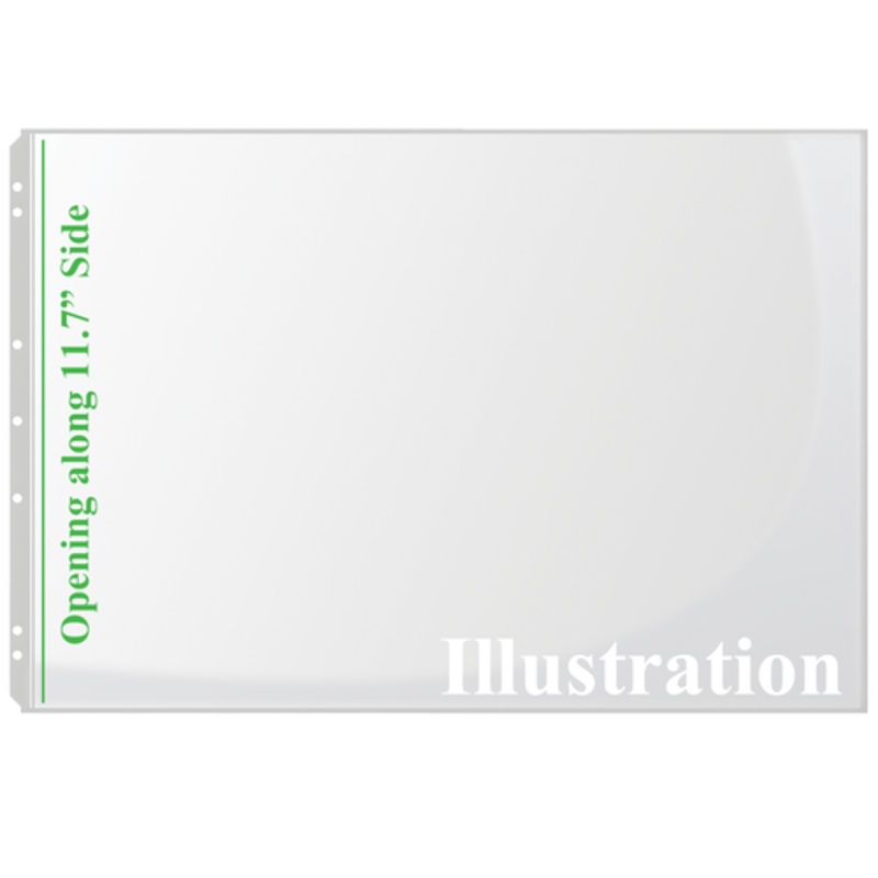 A3 Sheet Protectors side loading with 7-holes 25 Sleeves Heavy Gauge Non-Archival Clear