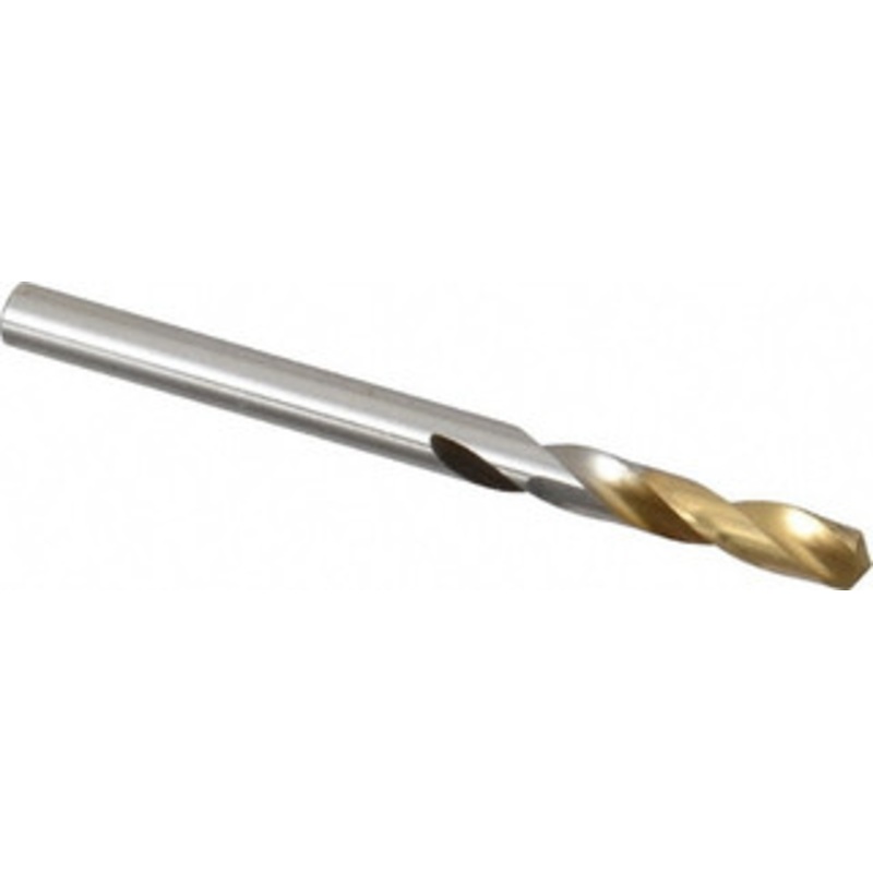 Dormer Pramet 5/32 135 Spiral Flute High Speed Steel Screw Machine Drill Bit TiN Finish, Right Hand Cut, 26mm Flute Length, 53mm OAL, Split Point, Straight Shank 0589410 – 02427870