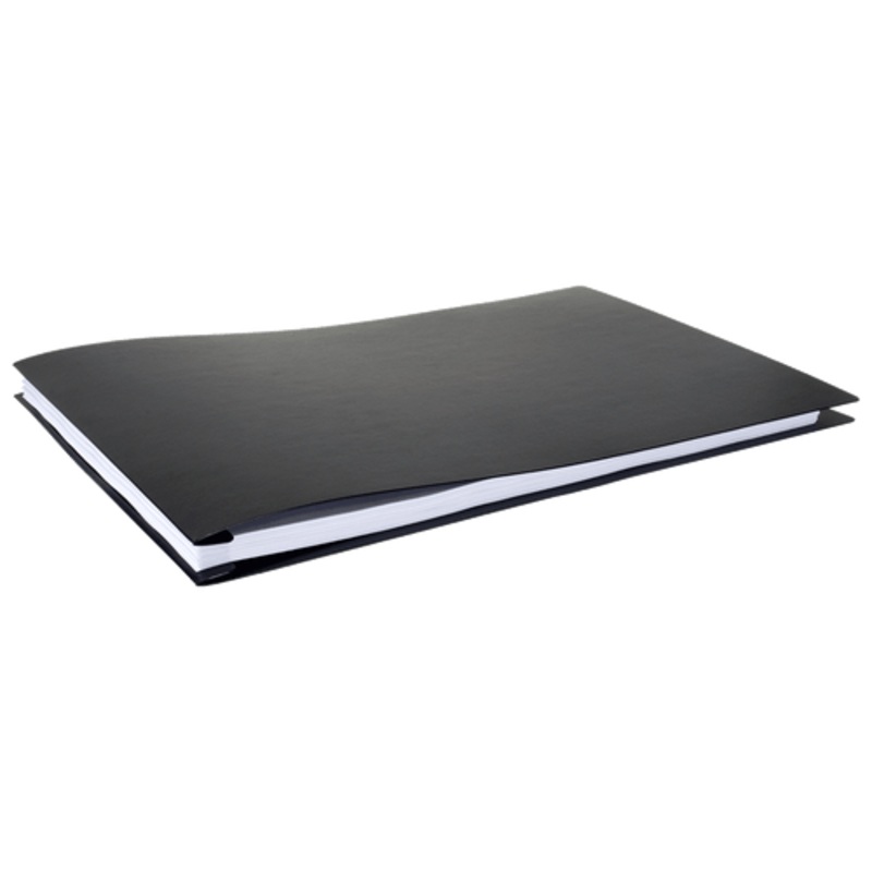 Single 11×17 Report Cover Pressboard Binder Poly Panels Includes Fold-over Metal Fasteners | Black