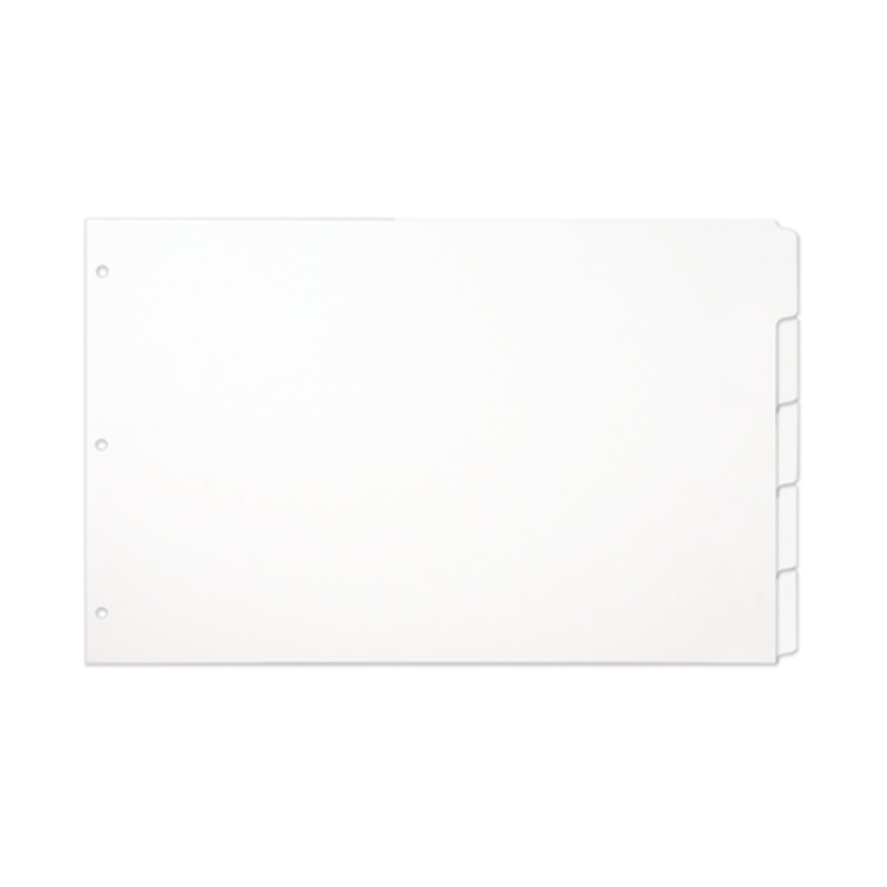 Single Set 11×17 White 5 Tab Index Dividers Standard Length With Holes