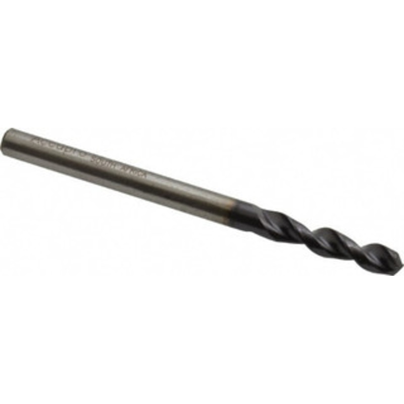Accupro 0.1417 130 Parabolic Flute Cobalt Screw Machine Drill Bit TiAlN Finish, Right Hand Cut, 0.787 Flute Length, 2.047 OAL, Split Point, Straight Shank 1630360A-AC – 01348689