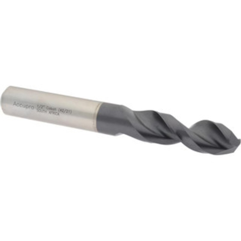 Accupro 1/2 130 Parabolic Flute Cobalt Screw Machine Drill Bit TiAlN Finish, Right Hand Cut, 2.008 Flute Length, 4.016 OAL, Split Point, Straight Shank 1631269A-AC – 01349943