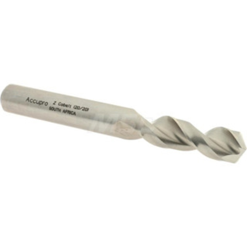 Accupro 0.413 130 Parabolic Flute Cobalt Screw Machine Drill Bit Bright Finish, Right Hand Cut, 1.693 Flute Length, 3.504 OAL, Split Point, Straight Shank 1631049-AC – 01332923