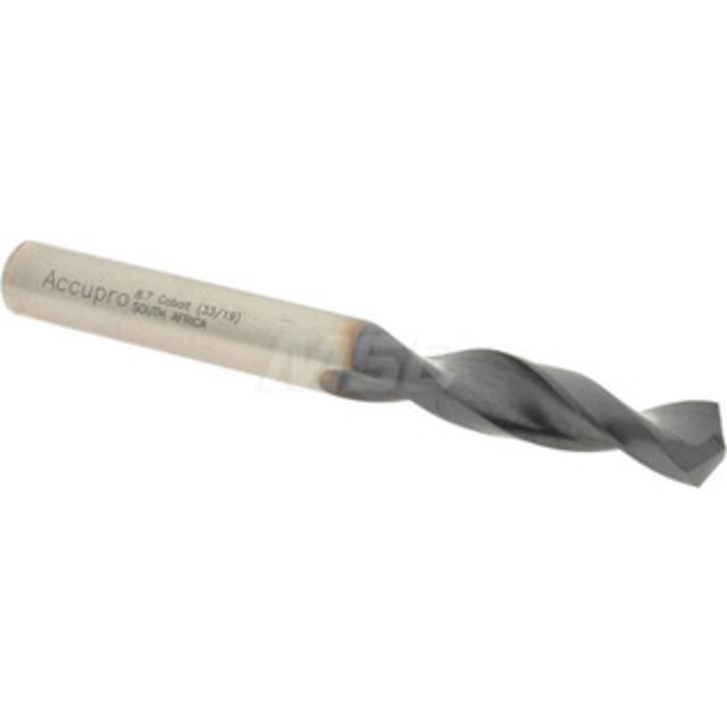 Accupro 0.3425 130 Parabolic Flute Cobalt Screw Machine Drill Bit TiAlN Finish, Right Hand Cut, 1.575 Flute Length, 3.307 OAL, Split Point, Straight Shank 1630870A-AC – 01349646