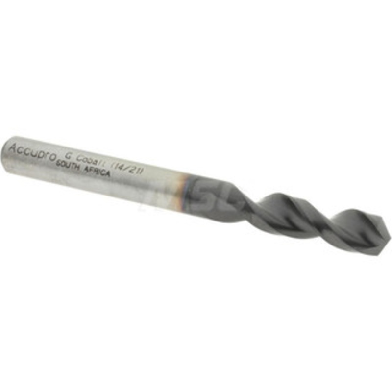 Accupro 0.261 130 Parabolic Flute Cobalt Screw Machine Drill Bit TiAlN Finish, Right Hand Cut, 1.22 Flute Length, 2.756 OAL, Split Point, Straight Shank 1630663A-AC – 01349356
