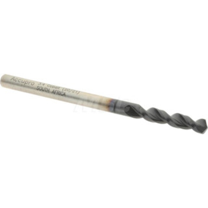 Accupro 0.1339 130 Parabolic Flute Cobalt Screw Machine Drill Bit TiAlN Finish, Right Hand Cut, 0.787 Flute Length, 2.047 OAL, Split Point, Straight Shank 1630340A-AC – 01348648