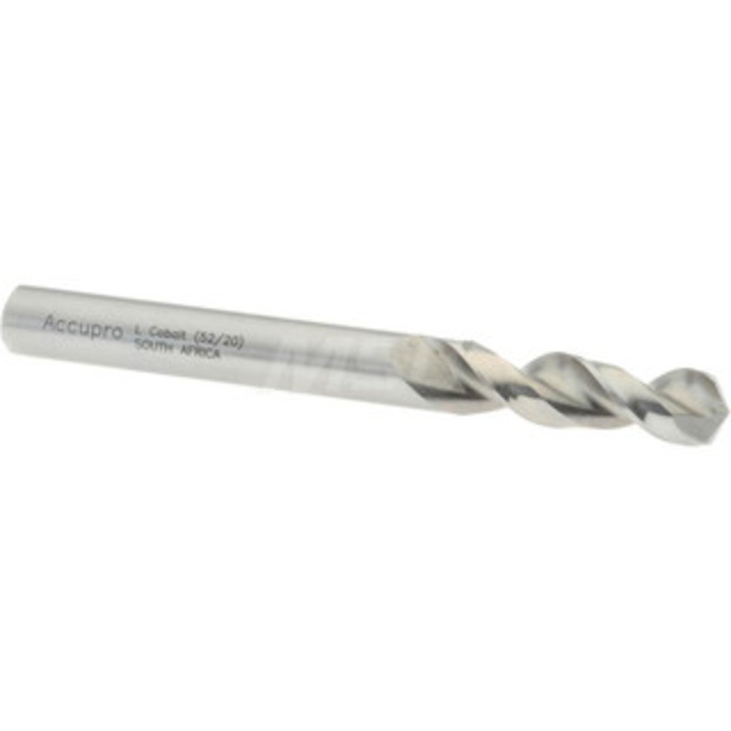 Accupro 0.29 130 Parabolic Flute Cobalt Screw Machine Drill Bit Bright Finish, Right Hand Cut, 1.339 Flute Length, 2.913 OAL, Split Point, Straight Shank 1630737-AC – 01332550