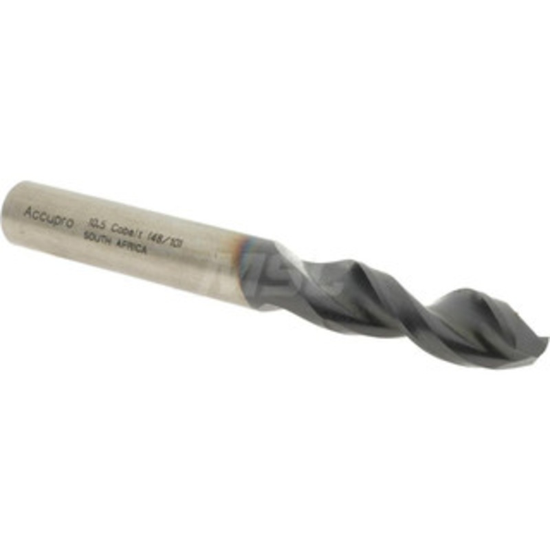 Accupro 0.4134 130 Parabolic Flute Cobalt Screw Machine Drill Bit TiAlN Finish, Right Hand Cut, 1.693 Flute Length, 3.504 OAL, Split Point, Straight Shank 1631050A-AC – 01349851