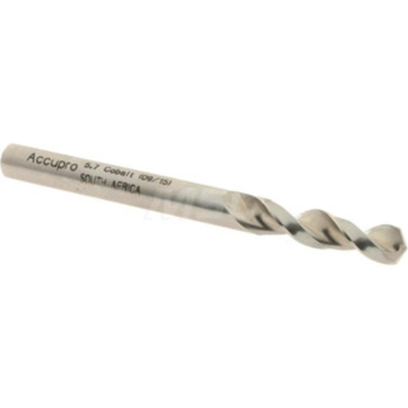 Accupro 0.2244 130 Parabolic Flute Cobalt Screw Machine Drill Bit Bright Finish, Right Hand Cut, 1.102 Flute Length, 2.598 OAL, Split Point, Straight Shank 1630570-AC – 01332253