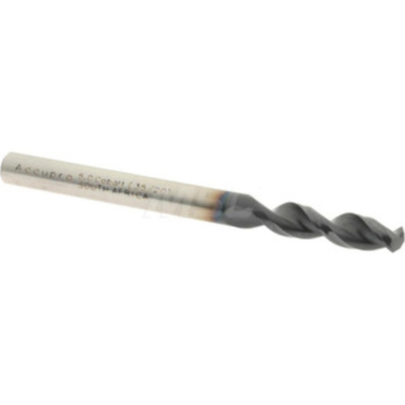 Accupro 0.1969 130 Parabolic Flute Cobalt Screw Machine Drill Bit TiAlN Finish, Right Hand Cut, 1.024 Flute Length, 2.441 OAL, Split Point, Straight Shank 1630500A-AC – 01349026