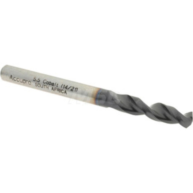 Accupro 0.2165 130 Parabolic Flute Cobalt Screw Machine Drill Bit TiAlN Finish, Right Hand Cut, 1.102 Flute Length, 2.598 OAL, Split Point, Straight Shank 1630550A-AC – 01349133