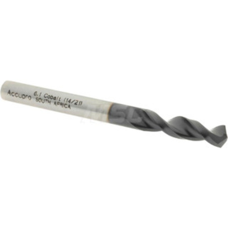 Accupro 0.2402 130 Parabolic Flute Cobalt Screw Machine Drill Bit TiAlN Finish, Right Hand Cut, 1.22 Flute Length, 2.756 OAL, Split Point, Straight Shank 1630610A-AC – 01349257