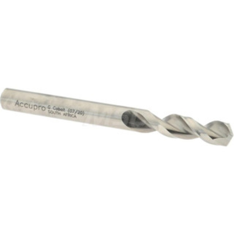 Accupro 0.261 130 Parabolic Flute Cobalt Screw Machine Drill Bit Bright Finish, Right Hand Cut, 1.22 Flute Length, 2.756 OAL, Split Point, Straight Shank 1630663-AC – 01332436