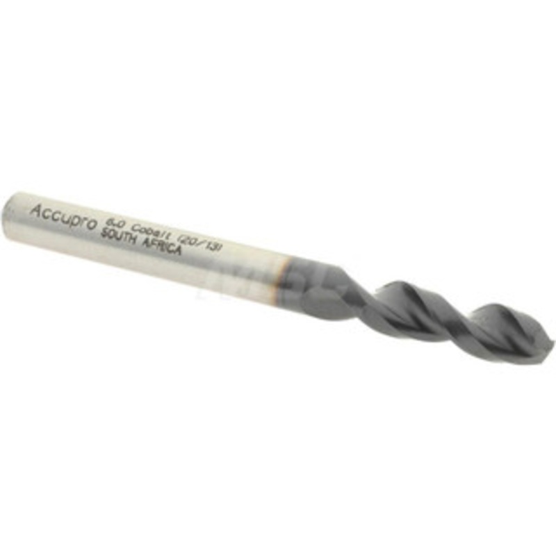 Accupro 0.2362 130 Parabolic Flute Cobalt Screw Machine Drill Bit TiAlN Finish, Right Hand Cut, 1.102 Flute Length, 2.598 OAL, Split Point, Straight Shank 1630600A-AC – 01349232