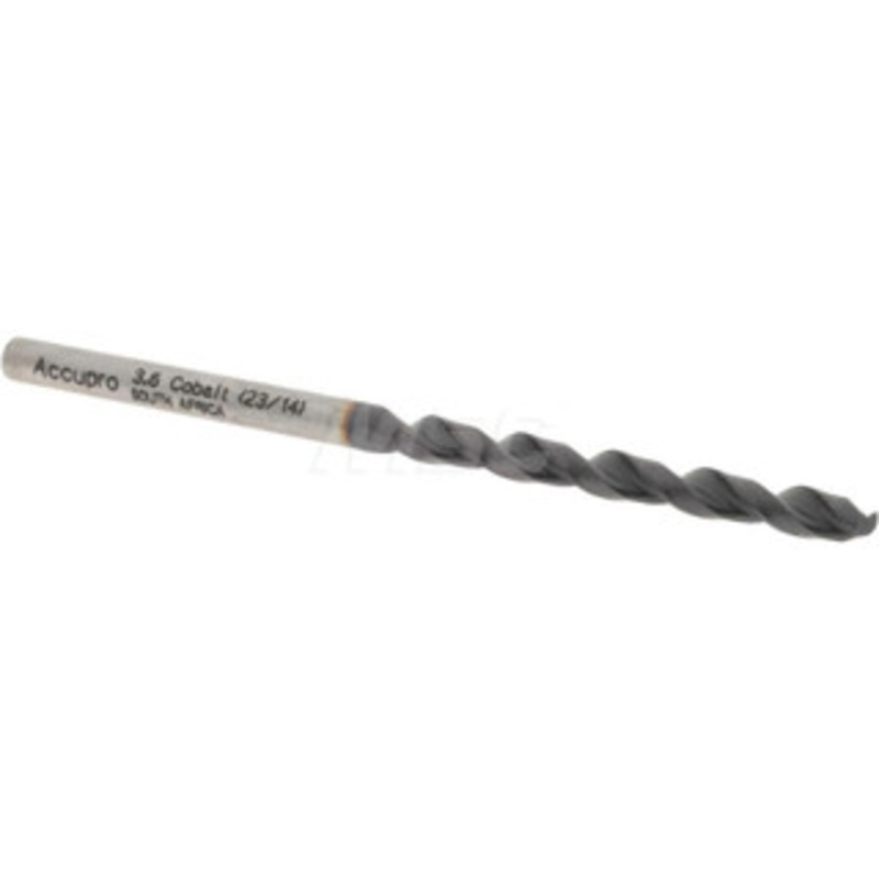 Accupro 0.1417 130 Cobalt Jobber Drill TiAlN Finish, Right Hand Cut, Parabolic Flute, Straight Shank, 2-3/4 OAL, Split Point 1640360A-AC – 05926340