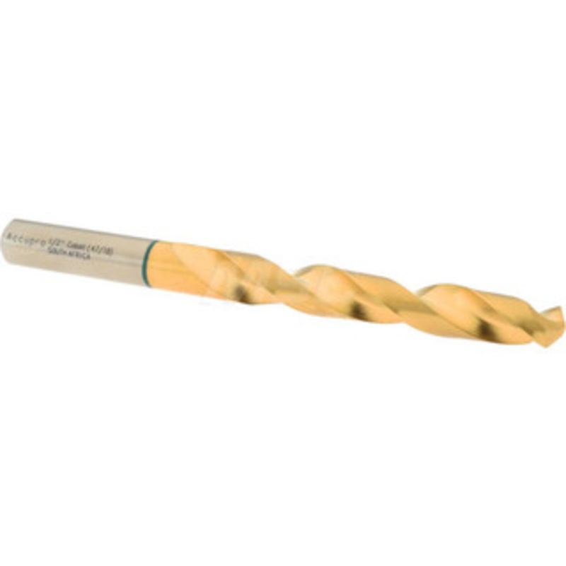 Accupro 1/2 135 Cobalt Jobber Drill TiN Finish, Right Hand Cut, Spiral Flute, Straight Shank, 151mm OAL, Split Point 1G71269-AC – 02376408