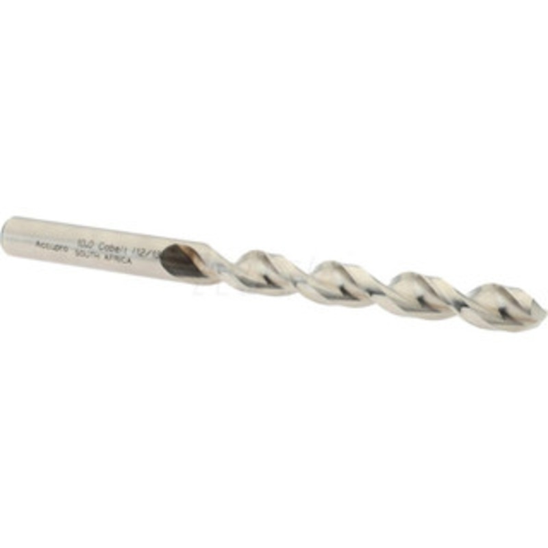 Accupro 10mm 130 Cobalt Jobber Drill Bright Finish, Right Hand Cut, Parabolic Flute, Straight Shank, 5-15/64 OAL, Split Point 1641000-AC – 05599790